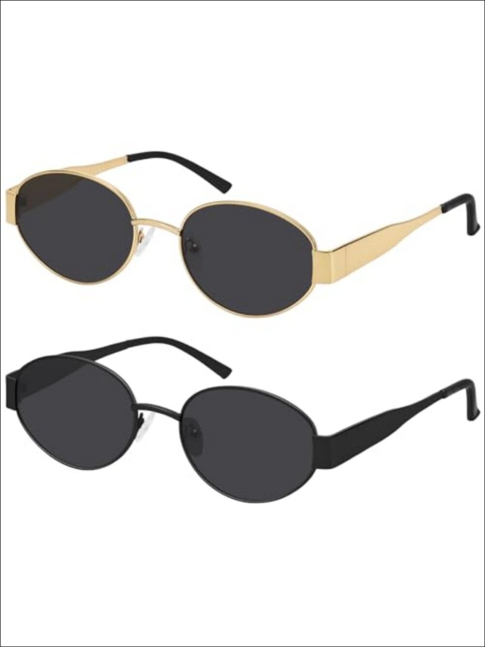 Oval Sunglasses Metal Frame UV400 Protection Retro Classic Shades